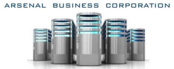 Modern logo for Arsenal Business Corporation with futuristic building designs.