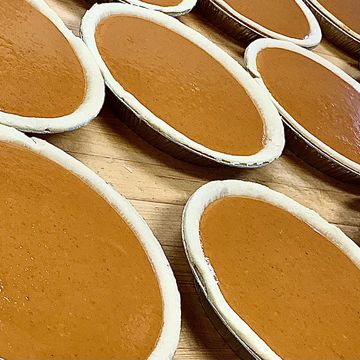 Pumpkin pies ready for the oven