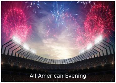 All American Evening — Patriotic stadium backdrop for community events.