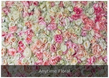 Anytime Floral — Pink and white floral backdrop for weddings.