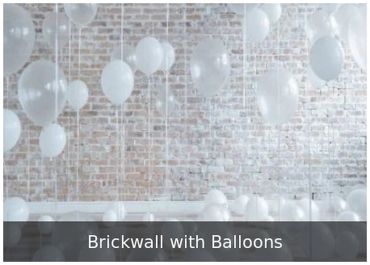 Brickwall with Balloons — Brick wall and balloon backdrop for parties.