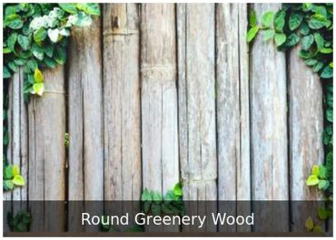 Round Greenery Wood — Rustic wood and greenery backdrop for weddings.