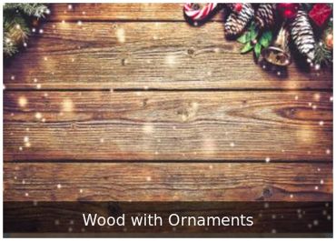 Wood with Ornaments — Holiday wood backdrop with ornaments and greenery.