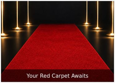 Your Red Carpet Awaits — Red carpet backdrop for VIP events and parties.