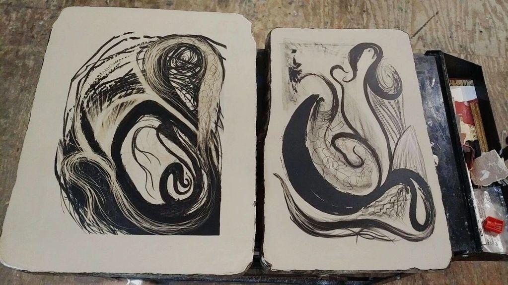 stone lithography 
Shoestring Press, Brooklyn, NY