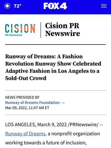 Runway of Dreams Fashion Show coverage where WyattWear debuted on the runway.