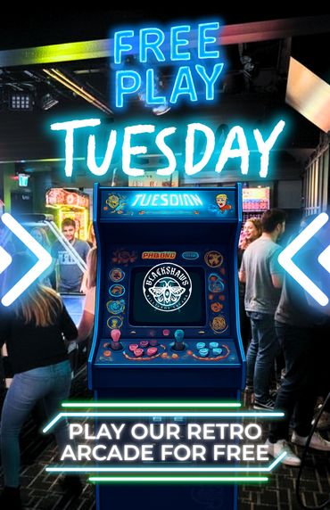 Retro arcade free play on Tuesdays at Blackshaws Billiards Arcade.