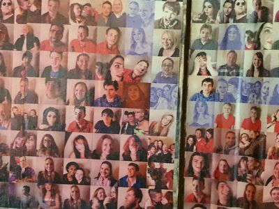 A mosaic art of people's portraits