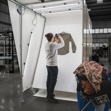 A photo booth for clothing