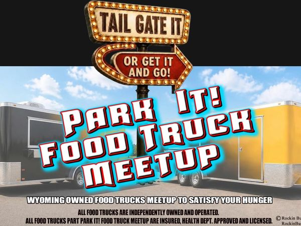 Flyer for Wyoming food truck meetup event.