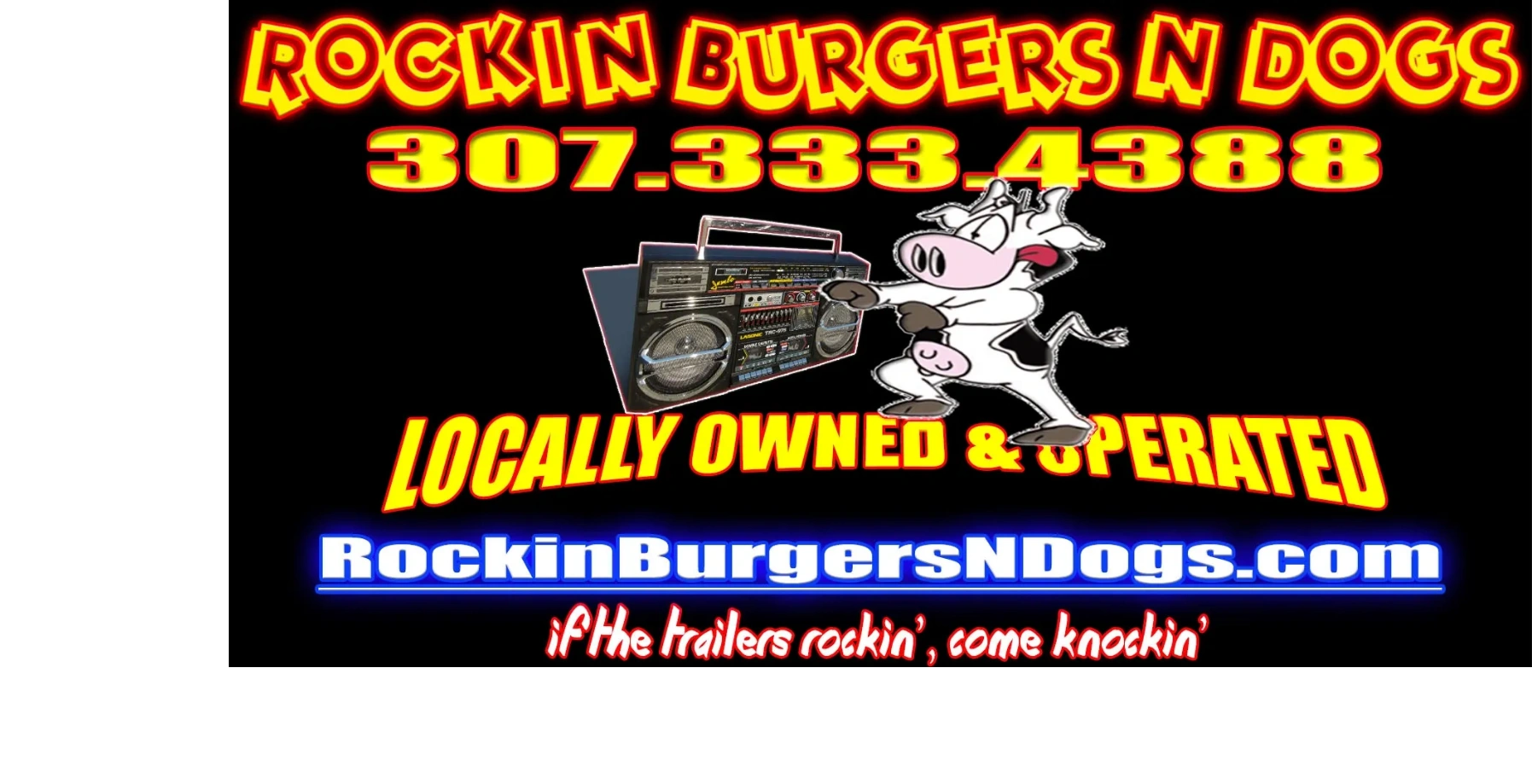 Rockin Burgers N Dogs Casper Wyoming Food Truck Local and Statewide public & private events.