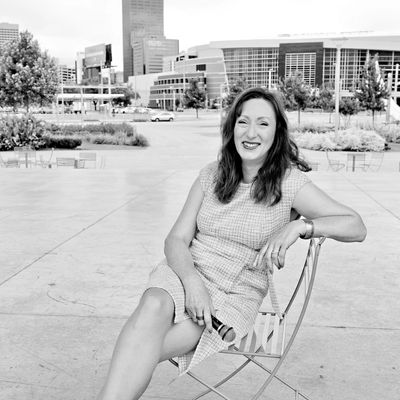 Helen on stage chair