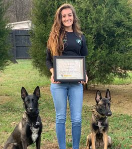 Certified dog trainer, Belgian Malinois and Sarah Smith, CMDT 