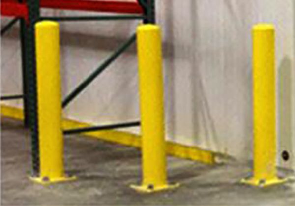 Yellow Bolt Down permanent bollards
