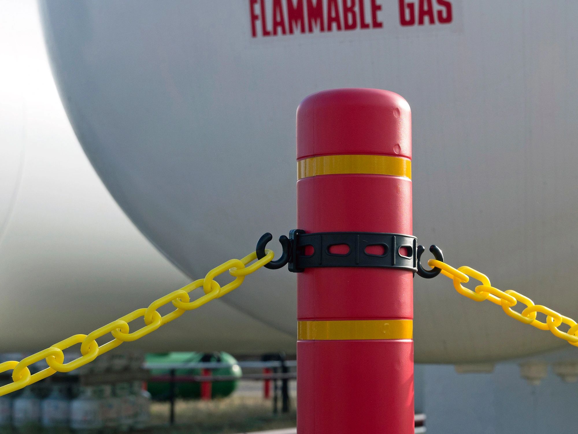 Red Flat Top Bollard with Connect-All.