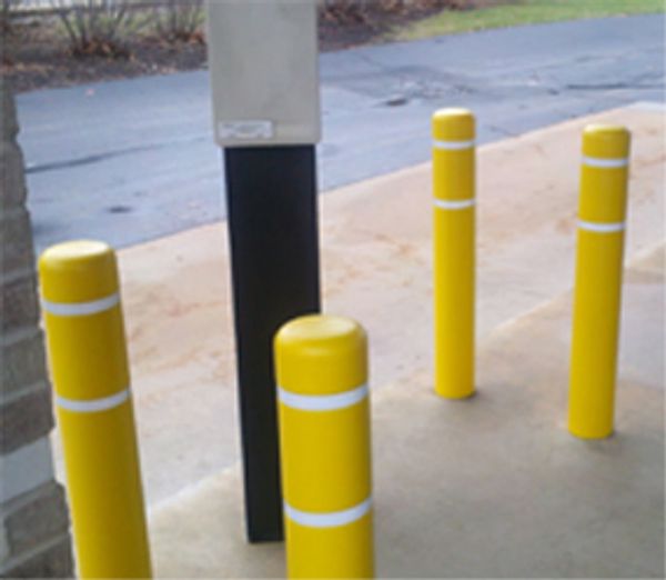 Yellow flat top bollard covers