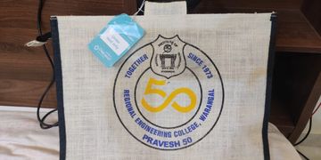 Jute bag celebrating 50 years of Regional Engineering College, Warangal.