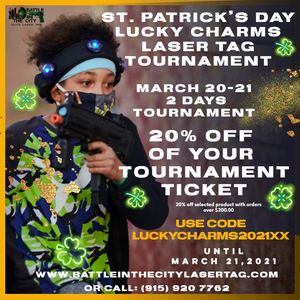 St.Patrick's Day Special for tactical laser tag party rental and events, family fun day activities