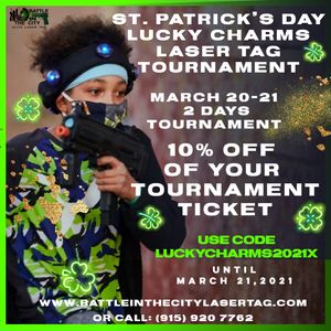 St.Patrick's Day Special for tactical laser tag party rental and events, family fun day activities