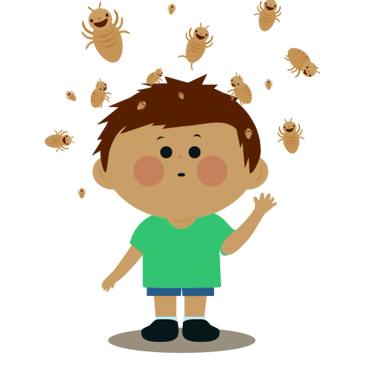 A digital illustration about a kid with head lice