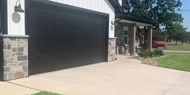 black garage door