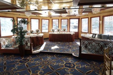 Buffet area on dinner yacht
