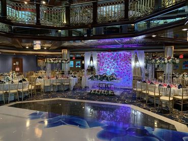 Dance floor and tables on Majesty yacht