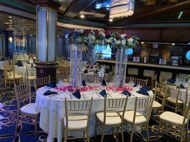 Table set up with elaborate table setting