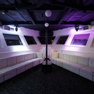 Lower deck, long couches