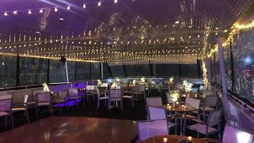 Tables and chairs aboard yacht