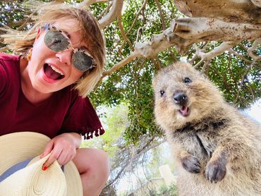 Keren smiling with a Quokka!