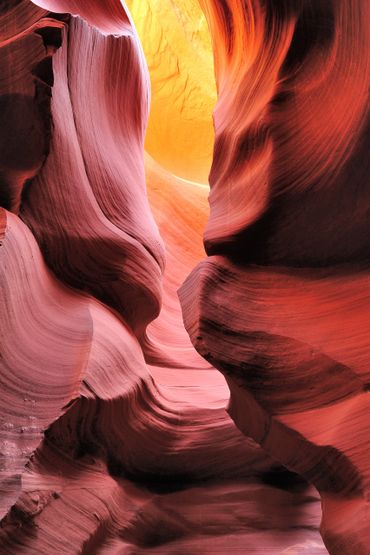Dramatic shapes and colors inside Antelope Canyon