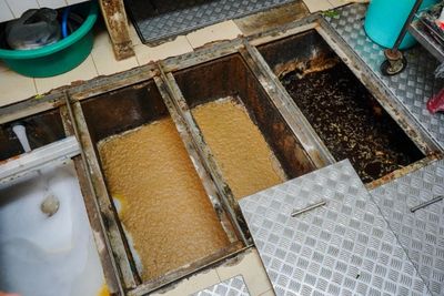 Grease inside the grease traps