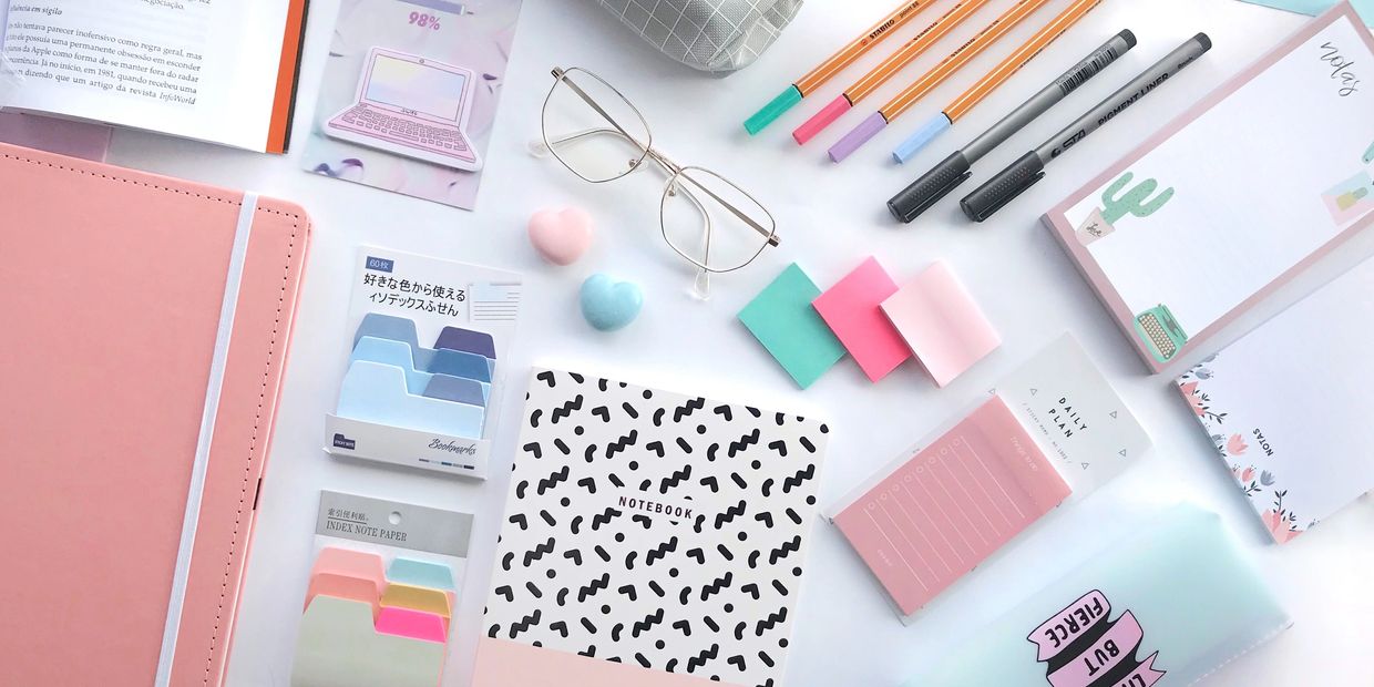 Stationery Notebooks Pens Pencils Post it notes
Photo by Cinthia Becher on Unsplash