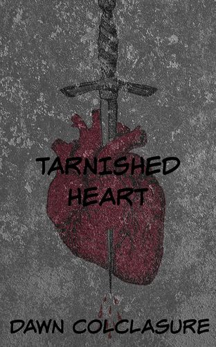 An anatomical heart with a dagger stabbed through the center from the top.