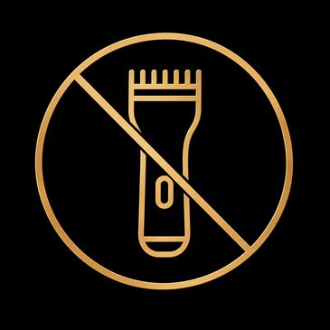 No electric shaver allowed symbol in gold.