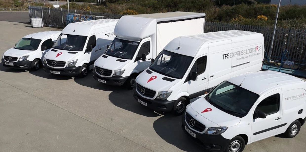 TFS Express fleet of same day courier vans in Liverpool, Manchester, Norfolk, Norwich, North west UK