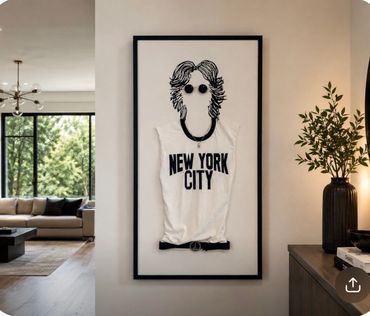 John Lennon 24 by 48 inches. Original real glasses and real belt and silver chain