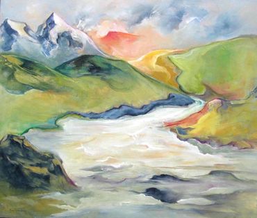 River to the Sun, Oil on canvas, 20"x24" $600