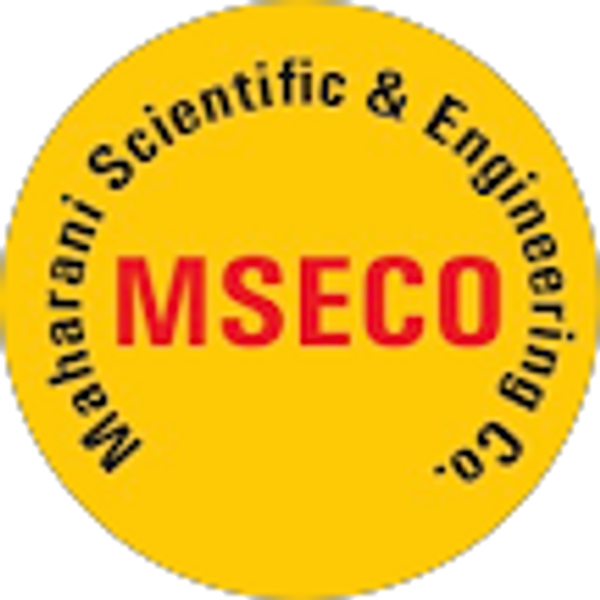 Logo of Maharani Scientific & Engineering Co. with bold red text on a yellow circle.