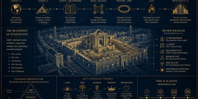 Blueprint of the New Jerusalem with key covenant themes and architecture.
