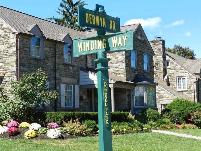 View of one of the historic stone homes typical of Drexel Park, in Drexel Hill PA.