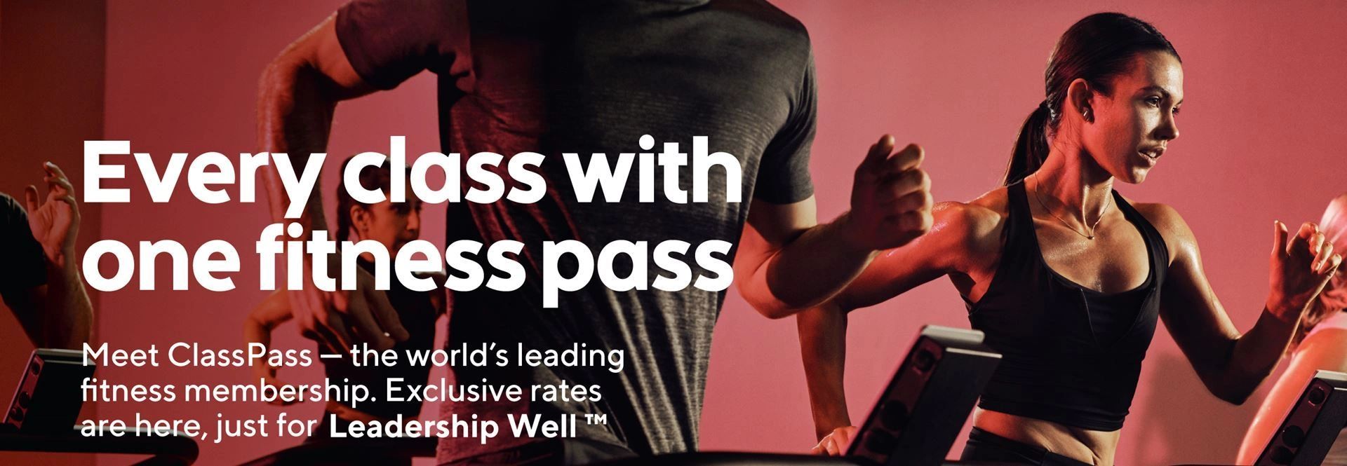 People exercising intensely with a ClassPass fitness membership ad.