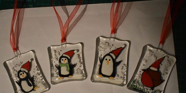 fused glass christmas tree decorations