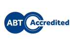 ABT Accredited logo with blue circles and white text.