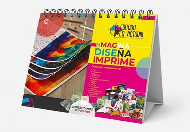 Promotional calendar for Editora La Victoria printing services.