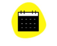 Yellow blob icon showing a black and white calendar