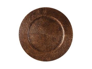 Brown faux rattan charger plate