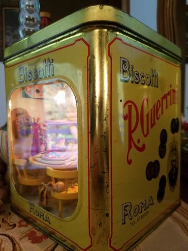 RetroMemento Dollhouse Wonderments Museum Pasta Ala Cookie Tin Room Box Miniature Restaurant Itaian