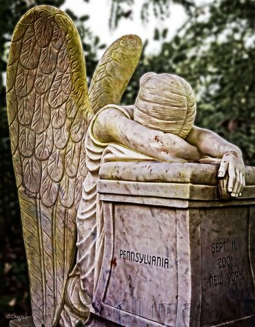 Grief stricken Cemetery Angel Statuary honoring 9/11 dead Washington, NC